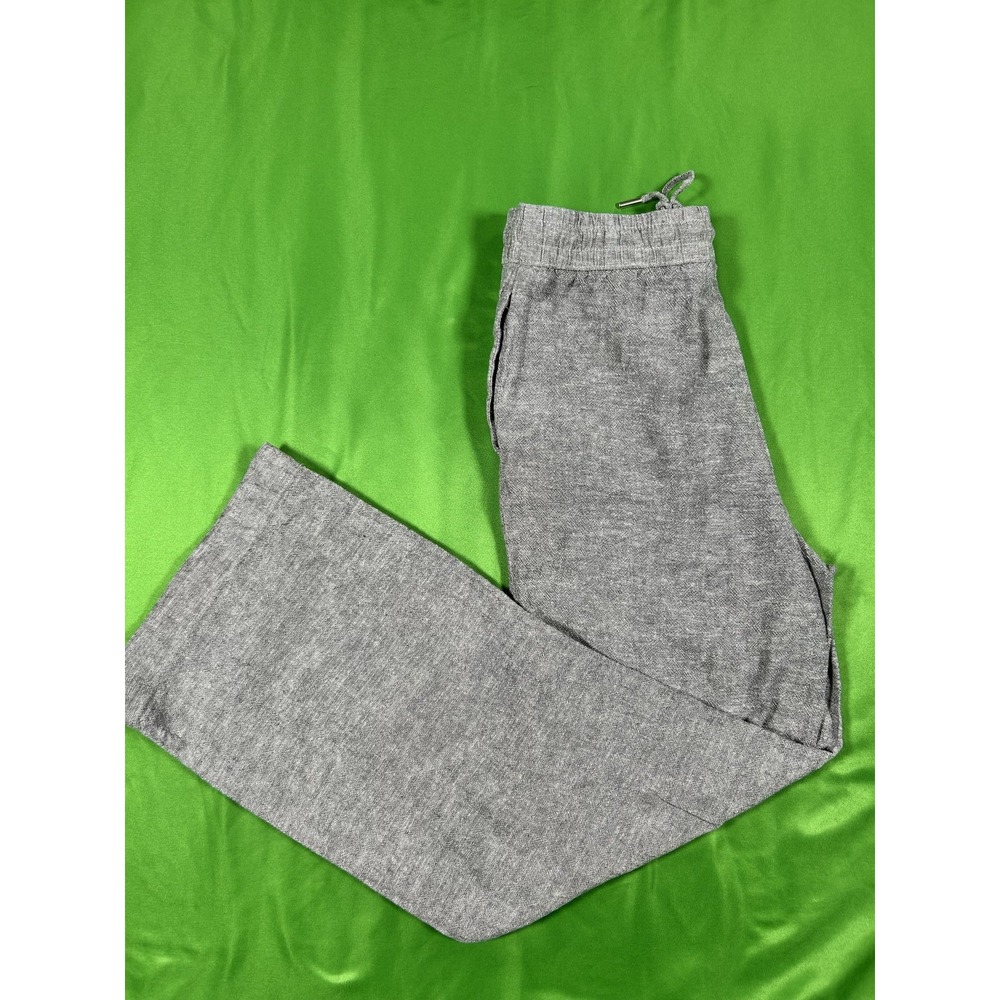 Maison d'Amélie Paris Linen Blend Drawstring Wide Leg Pants Heather Grey Small